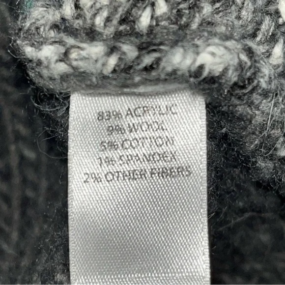 Rubbish | Gray Turquoise Wool Blend Shawl Collar Zip Up Crochet Sweater, Small - Picture 4 of 6